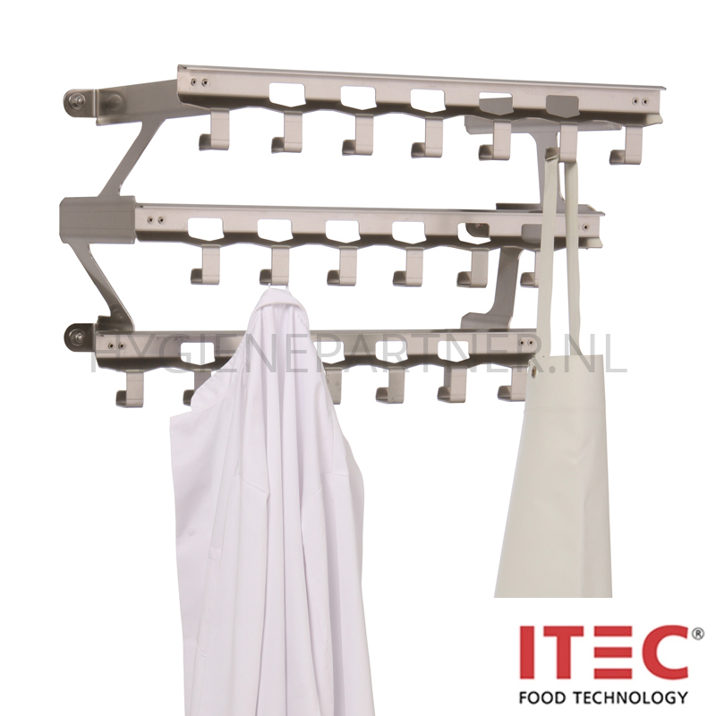BI051031 Kapstok wandmontage ITEC RVS 3 rijen
